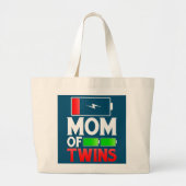 Twin Mama Moederdag Funny New Mama van Twins mama Grote Tote Bag (Voorkant)