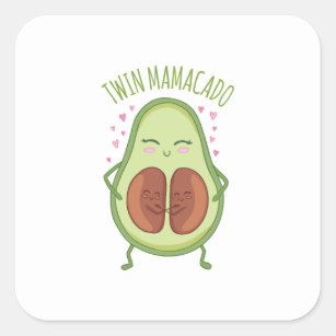 Twin Mamacado Zwangere Avocado Vierkante Sticker