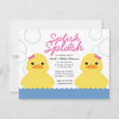 Twin meisje ANY AGE rubber DUCKY VERJAARDAGSFEEST Kaart (Voorkant)