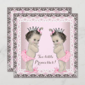 Twin Meisje Baby shower Kaart (Voorkant / Achterkant)
