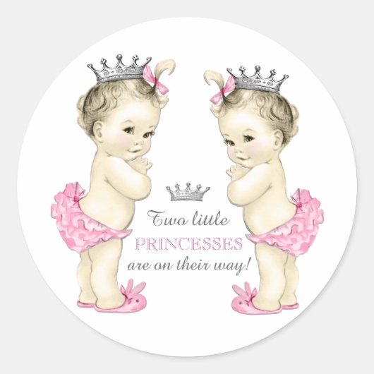 Twin Meisje Baby shower Ronde Sticker (Voorkant)