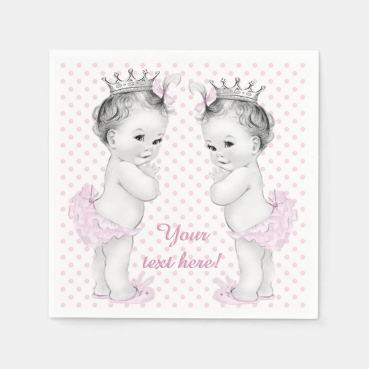 Twin Meisje Baby shower Servet (Voorkant)
