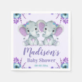 Twin Meisje Olifant Baby shower Napkins Floral Servet (Voorkant)