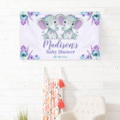 Twin Meisje Olifant Bannerbord Achtergrond Over Ta Spandoek (Insitu)