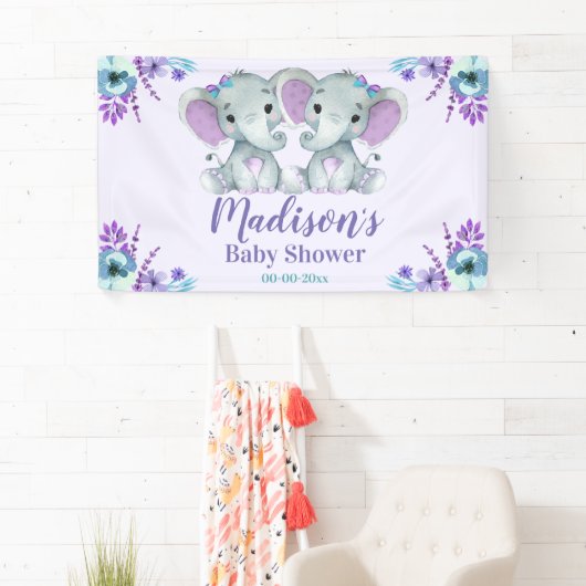 Twin Meisje Olifant Bannerbord Achtergrond Over Ta Spandoek (Insitu)