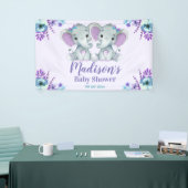 Twin Meisje Olifant Bannerbord Achtergrond Over Ta Spandoek (Beurs)