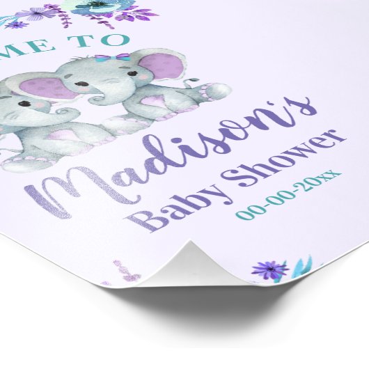 Twin Meisje Olifant Welkomstbord Meisje Douche Flo Foto Afdruk (Hoek)