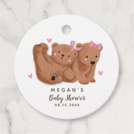 Twin Meisjes Cub Beer Baby shower Favor Tags Bedankjes Labels