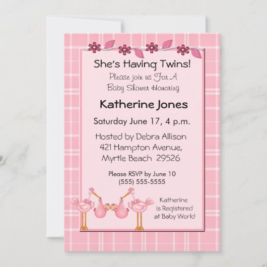 Twin meisjes douche kaart (Voorkant)