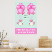 twin meisjes gefeliciteerd poster (Keuken)