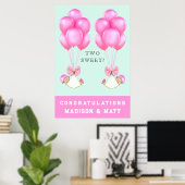 twin meisjes gefeliciteerd poster (Thuiskantoor)