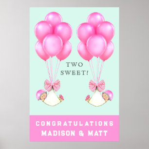 twin meisjes gefeliciteerd poster