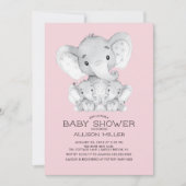 TWIN Meisjes Olifant baby shower Invitation Kaart (Voorkant)