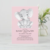 TWIN Meisjes Olifant baby shower Invitation Kaart (Staand voorkant)