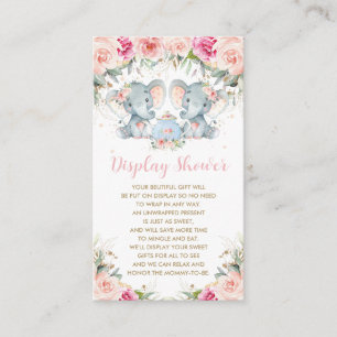 Twin Meisjes Olifant Roze Bloemen Thee Display Dou Informatiekaartje