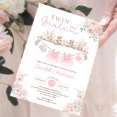Twin Meisjes Roze Babykleding Meisje Baby shower Kaart