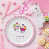 Twin Meisjes Roze Gingham Baby shower Papier Bord (Feest)