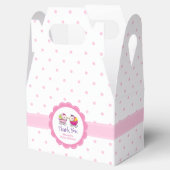 Twin Meisjes Roze Polka Dots Baby shower Favor Box Bedankdoosjes (Geopend)