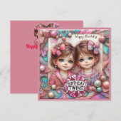 TWIN MEISJES Verjaardag Kaart ~ jonge kinderen ~ R (Voorkant / Achterkant)
