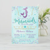 Twin Mermaid Baby shower Invitation Sprinkle Kaart (Staand voorkant)
