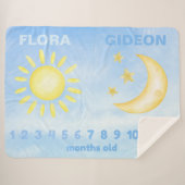  Twin Milestone Sun Moon Babydeken Sherpa Deken (Voorkant (horizontaal))