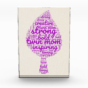 Twin Mom Leaf Shaped Word Cloud in Roze Fotoblokken
