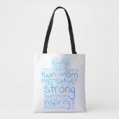 Twin Mom Word Cloud Tote Bag (Voorkant)