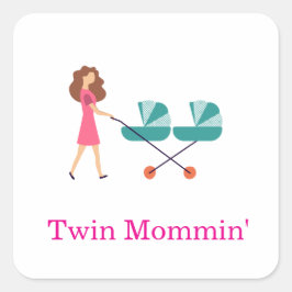 Twin Mommin' Vierkante Sticker