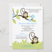 Twin Monkey Baby shower Invitation (formaat 5x7) Kaart (Voorkant)
