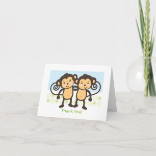 Twin Monkeys Bedankt Card
