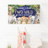 Twin Navy Blue Two Wild Safari thema achtergrond Spandoek (Insitu)