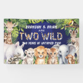 Twin Navy Blue Two Wild Safari thema achtergrond Spandoek (Horizontaal)