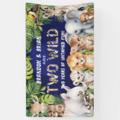 Twin Navy Blue Two Wild Safari thema achtergrond Spandoek (Verticaal)