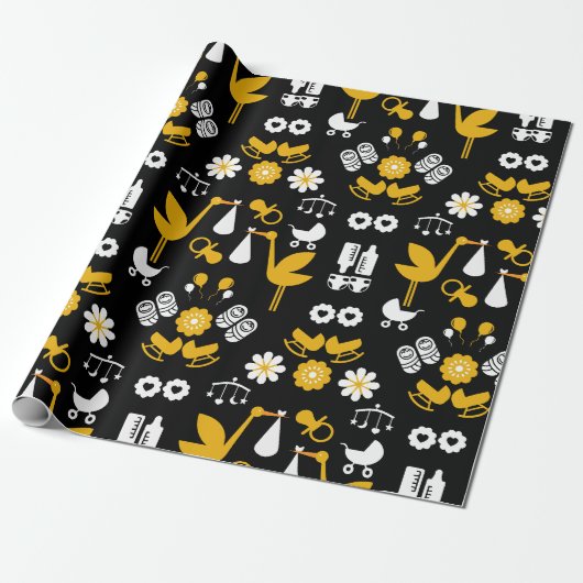 Twin non-gender stalkbevalling cadeaupapier (Uitgerold)