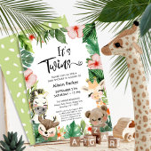 Twin Oerwoud Safari Tropisch groen Baby shower Kaart