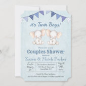 TWIN Olifant Baby shower Invitation Kaart (Voorkant)
