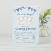 TWIN Olifant Baby Shower Uitnodiging (Staand voorkant)
