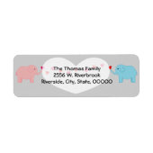 Twin Olifanten Jongen Meisje Return Label (Voorkant)