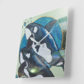 Twin orcas vierkante klok (Hoek)