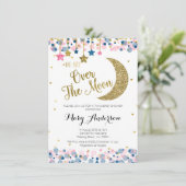 Twin Over the Moon Baby shower Kaart (Staand voorkant)