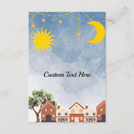 Twin Over the Sun en het Moon Baby shower Informatiekaartje