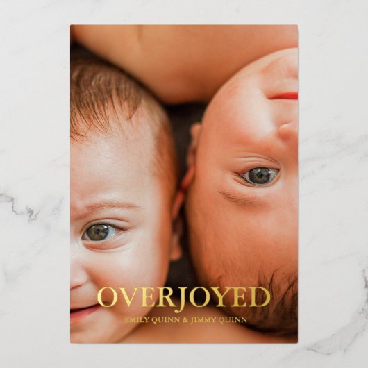 Twin Overjoyed Dank u foto geboorte aankondiging (Voorkant)