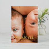 Twin Overjoyed Dank u foto geboorte aankondiging (Staand Voorkant)