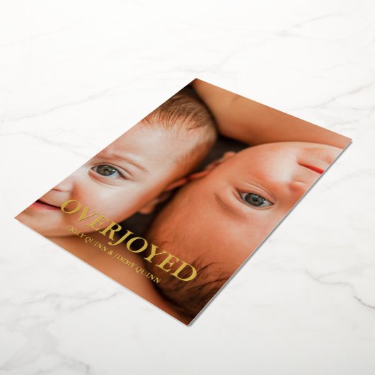 Twin Overjoyed Dank u foto geboorte aankondiging (Gedraaid)