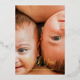 Twin Overjoyed Dank u foto geboorte aankondiging