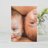 Twin Overjoyed Dank u foto geboorte Aankondiging (Staand voorkant)