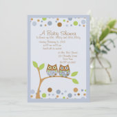 Twin Owl Baby shower Invitation Kaart (Staand voorkant)