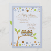 Twin Owl Baby shower Invitation Kaart (Voorkant / Achterkant)