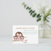 Twin Owl Baby shower Luier Raffle Ticket Insert Informatiekaartje (Staand voorkant)