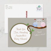 Twin Owls Boy & Girl Bedankt Briefkaart (Voorkant / Achterkant)